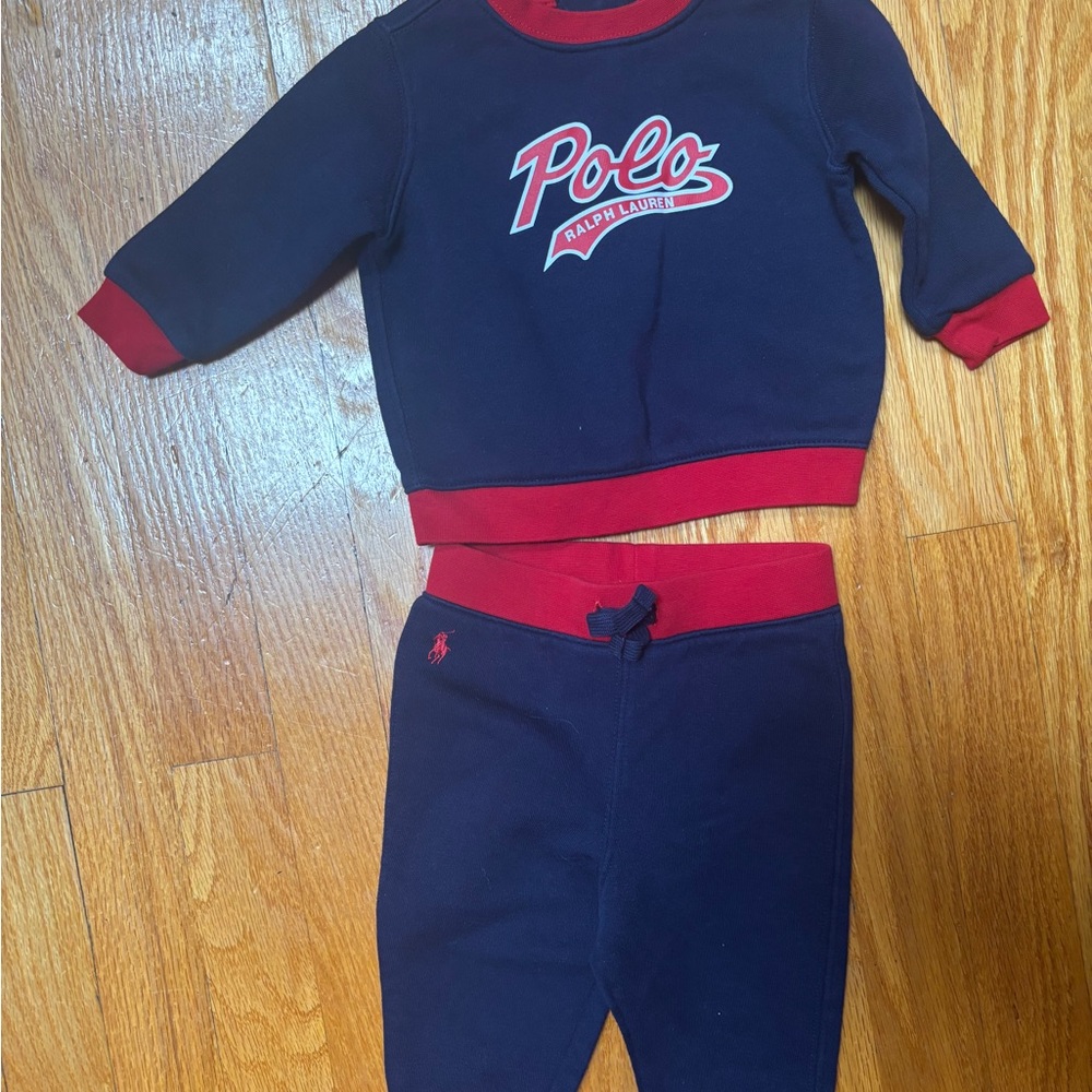 Ralph Lauren Navy and Red Baby Set